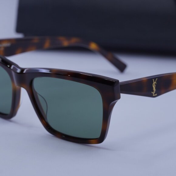 Saint Laurent SLM104 003 Square Sunglasses - Havana/Green - Picture 2 of 13